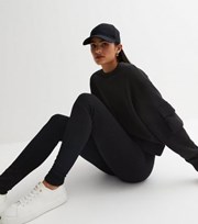 New Look Black Cable Knit High Waist Leggings